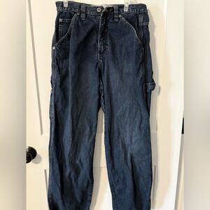 Relaxed Fit Blue Jeans with Washed Denim